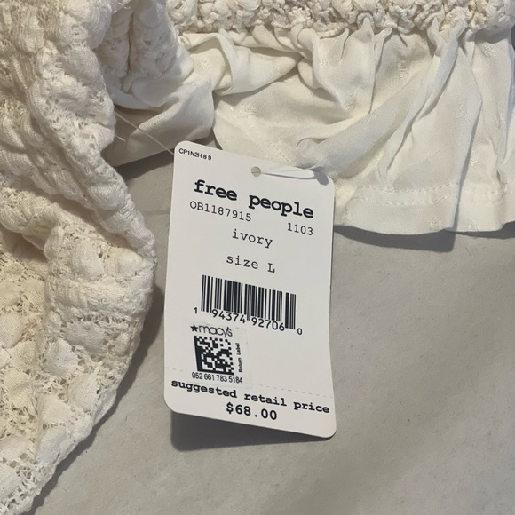 𐙚⋆˚✿˖° FREE PEOPLE Spring Fling Top Ivory NWT Boho Bustier 𐙚⋆˚✿˖° - Picture 7 of 11